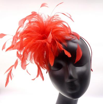 China 15*30cm Event Party Red Stripped Coque Feather Flower Mount with Wire Accessory for sale