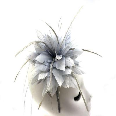 China Occasion Stripped Biot Goose Feather Fascinator Flower Mount With Headband 15x30cm for sale