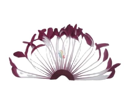 China 15x30cm Stripped Coque Feather Blower , Hand Held Feather Fans For Wedding for sale