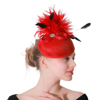 China Image Style Tea Party Feather Sinamay Fascinator Hats With Fast Shipping Service for sale