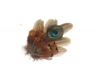 China Exquisite Dyed Peacock And Pheasant Feather Hat Pin 5x10Cm Party Supplies for sale