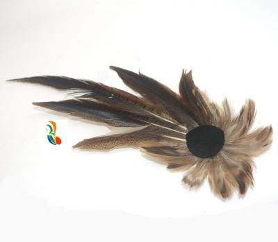 China Suit Decoration Goose Hackle Feather Brooch With Wire Accessory 10x30Cm for sale