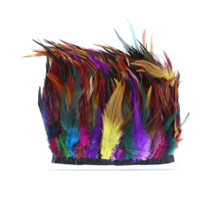 China 10-15cm Hackle Saddle Fringe de plumas con diseño teñido con cinta de satén en venta