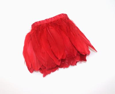 China Party Essential 1 Yard Dyed Goose Nagoire Feather Fringe Trimming with Satin Ribbon Tape for sale