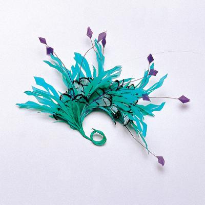 China Thanksgiving Party Decoration Stripped Goose and Rooster Coque Feather Flower Mount with Wire Accessory for sale