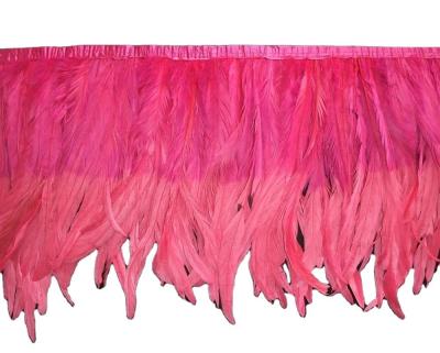 China Banda de decoración para fiestas Satin de dos tonos Color Fringe de pluma de pollo 12-14 pulgadas en venta