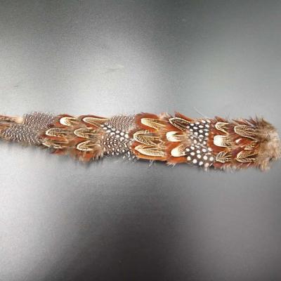 China Party Decoration Guinea Fowl Feather Trim 1 Yard/Meter Length Dyed Material for sale