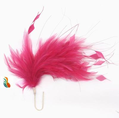 China Party Decoration Hackle Feather and Stripped Coque Flower Mount with Wire Accessory for sale