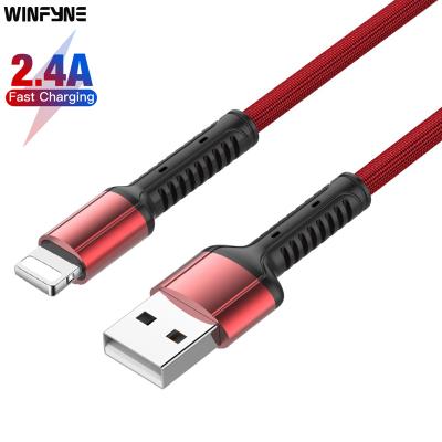 China MP3/MP4 Player Wholesale 2.4A USB Reinforced Cable Charger, Mobile Phone Accessories USB Charging Cable Compatible For Lightning Cable for sale