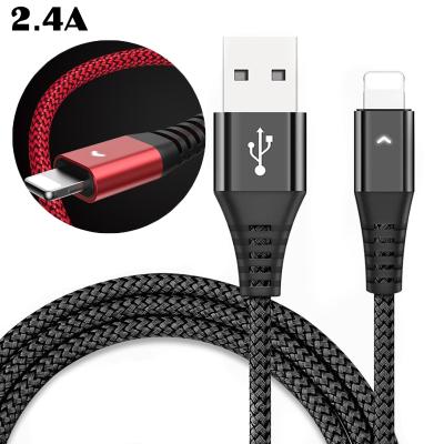 China USB LED New 2.4A LED Cable 2021 Nylon Braided Type 1.2m Fast C Cable USB Data Cable For Samsung Charger Cable For Iphone for sale