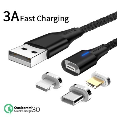 China 3A Fast Charging USB 3.1 Fast Charging USB Data Cable Braided Magnetic USB Charging Cable For Iphone for sale