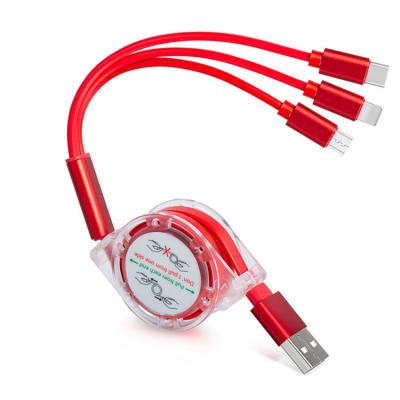 China Custom Extension Logo 20cm Meter To 1 Retractable 3 In 1 Multi USB Mobile Extension Cable Charger Cable for sale