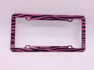 China YK-LPF837 American Car License Plate Frame Pink Zebra Pattern Plastic License Plate Frame China Manufacture for sale