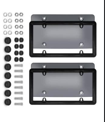 China YK-LPF852 Clear Smoked License Plate Cover Frame Shield Novelty License Plate Clear Smoked And Black Bubble Shield Kit for sale