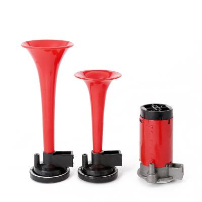 중국 New Refit Car Horn Air Horn Red Truck Trumpet With Compressor Universal Waterproof Vehical Horn 12/24V 115db Wholesale 판매용