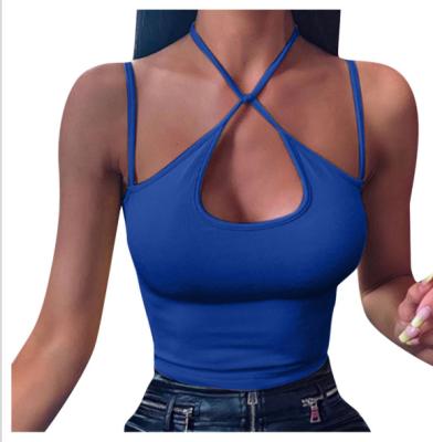 China New Hot Selling Anti-Static Sexy Women's Camisole Halter Vest Slim Low V-Shirt for sale