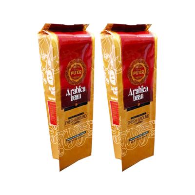 China Arabic Back Sealed Bag 17oz 500g Coffee Bean Aluminium Foil Flat Bottom Plastic Packaging Bags for sale