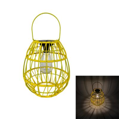 China New design garden plant yellow metal plastic rattan solar led lamp light with edison bulb for garden decoration for sale