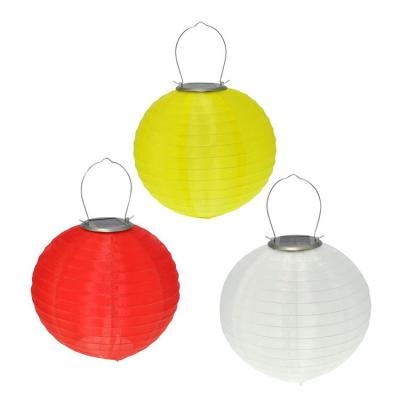 China Chinese Style Garden Decor Lanterns Round Solar Fabric Nylon Hanging Lantern Factory Outdoor Wholesale for sale