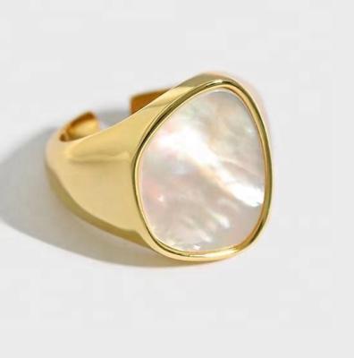 China TRENDY Custom 14K 18K Gold Filled 0.5micron Shell Stone Ring Gold Ring Latest Design for sale