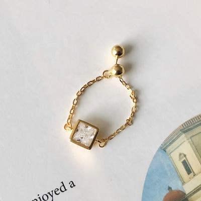 China FASHIONABLE Custom Heavy 14K 18K 0.5microns Gold Plated Colored Adjustable Zircon Chain Ring Ring Setting for sale