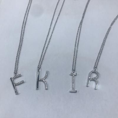 China FASHIONABLE Custom 925 Silver 26 Letter Necklace Letter Charm Pendant Necklace for sale