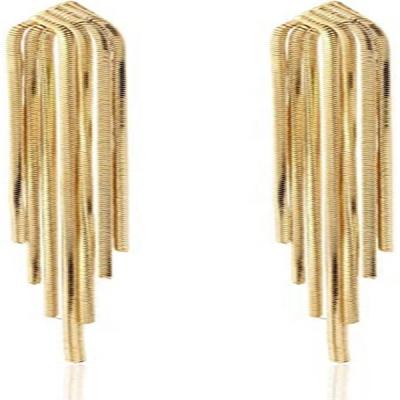 China Fashionable Fashion Designer Brass Earrings Long Gold Tassel Earrings Gold Plated for sale