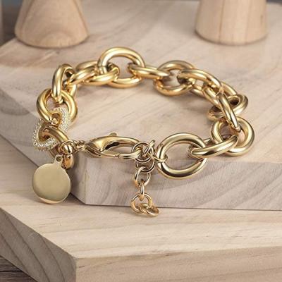 China TRENDY Fashion Cuban Stainless Steel Gold Plated Bangle Personalized Bracelet for sale