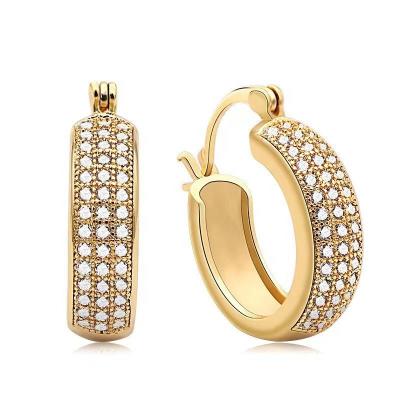 China Environmentally Friendly Wholesale Gold Plated Chunky Circle Zircon Hoops Earrings 18k Gold Plated for sale