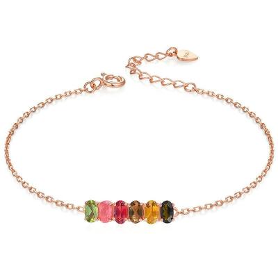 China 2019 Fashion Color Tourmaline Bracelet 925 Silver Vermeil Gold Jewelry for sale