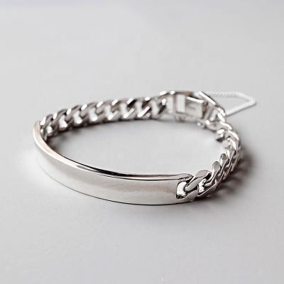 China Fashion Dish Chain Bracelet Engraved Sterling Silver Bangle for sale