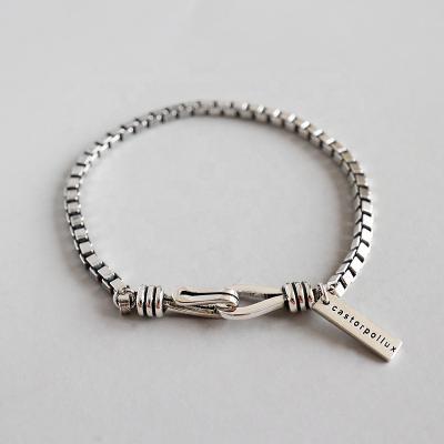 China Environmental Friendly Jewelry Bracelet Silver Chain Engraved 925 Sterling Silver Bracelet for sale