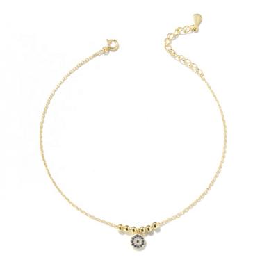 China Environmentally Friendly Evil CZ Charm Metal Anklet Chain Gold Plated Gold Vermeil Eye For Women for sale