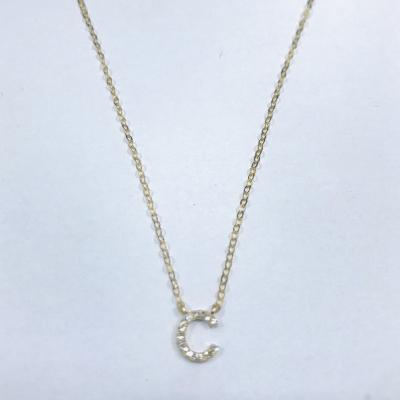 China Cute Custom Simple Letter Diamond 9k Solid Gold 26 Pendant Necklace For Women for sale