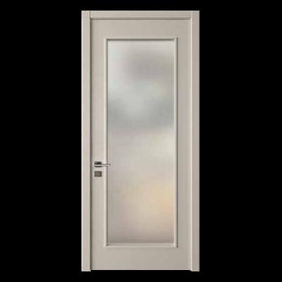 China Perfetto Modern White Gray HPL Bathroom LVL Wood Core Door With Glass for sale