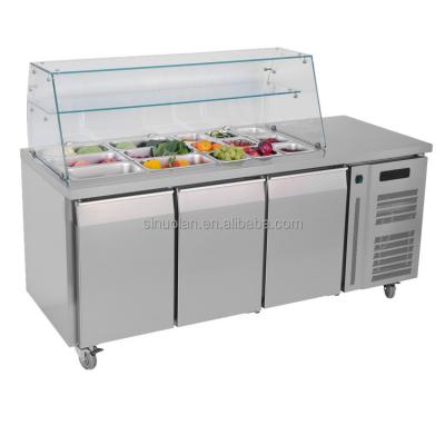 China Salad Refrigerated Counter Sandwich Salad Prep Table Fridge Workbench Pizza Sandwich Preparation Table for sale