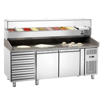 China Supermarket Marble Pizza Prep Station Table Refrigerator For Pizza Prep Table /topping Bar for sale