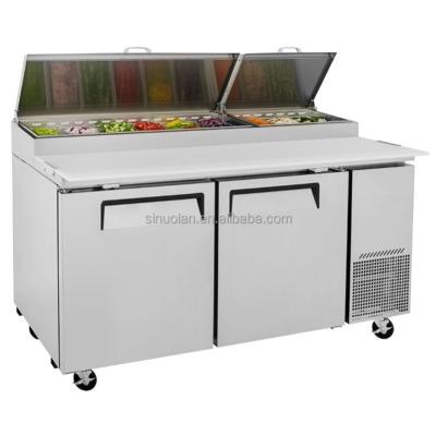 China Commercial Salad Prep Table Refrigerator 2 Door Pizza Salad Bar Subway Display Fridge Refrigerator for sale