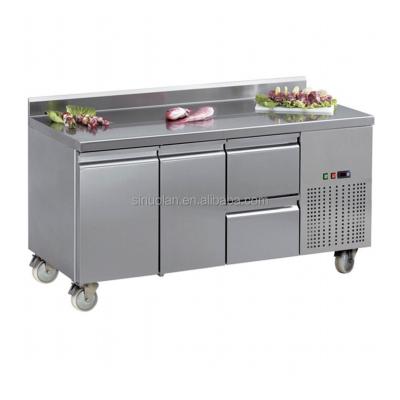 China 304 Stainless Steel Kitchen Refrigerator Workbench Counter With 2 Drawers and 2 Doors for sale