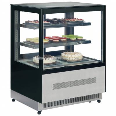 China Commercial 2 Shelves Cake Display Fridge Bakery Chiller Display Showcase Right Angle Cake Showcase for sale