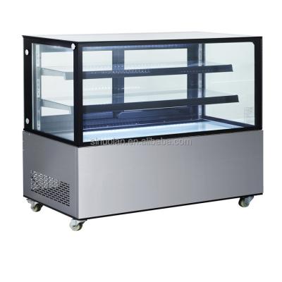 China Square Tempered Glass Display Cake Counter Cake Pastry Showcase 72 Bakery Equipment Refrigerator for sale