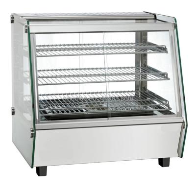 China 1.2M 2 Layer Curved Glass Warming Showcase Food Display Warmer Hot Food Heating Display Showcase Display for sale