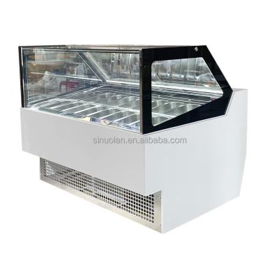 China Gelato Ice Cream Showcase Display Freezer 10/12/16/18/20/22 Pans Italian Ice Cream Display Refrigerator for sale