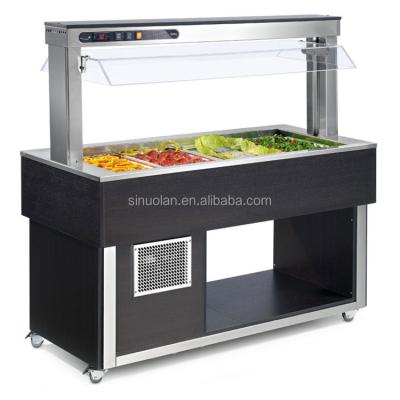 China Buffet Wooden Salad Bar Display Fridge Cold Salad Bar Table For Restaurant for sale