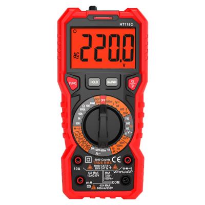 China HT118C LCD Digital Multimeter Auto Range 6000 Counts Measuring Voltage RMS True Current Resistance-Capacitance Multimeter HT118C for sale