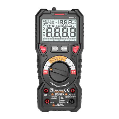 China HT118A 6000 Counts Best Temperature NCV Frequency Resistance True RMS Range Digital Auto Multimeter Test Multimeter For Sale HT118A for sale