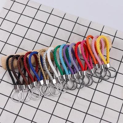 China Classic 1 PCS PU Leather Braided Woven Woven Key Chain Bag Holder Car Trinket Pendant Key Chain DIY Rope Keychain For Women Men Gift Jewelry for sale