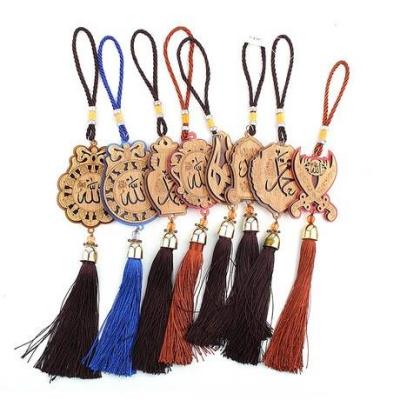 China Plastic Muslim Islamic Car Tassel Wall Hanging Jewelry Simulation Wooden Key Chain z050 Key Chain for sale