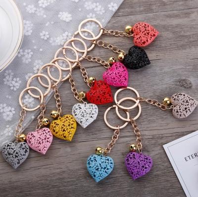 China R054 Trendy Colorful Metal Heart Key Chain Heart Metal Clock and Key Chain Pendant Clock Gift for sale