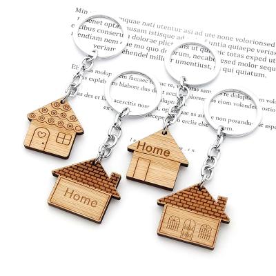 China Fanshion Fashion Bedroom Key Chain Wooden Housewarming Gift Key Ring Decoration For Women Girls New R094 for sale